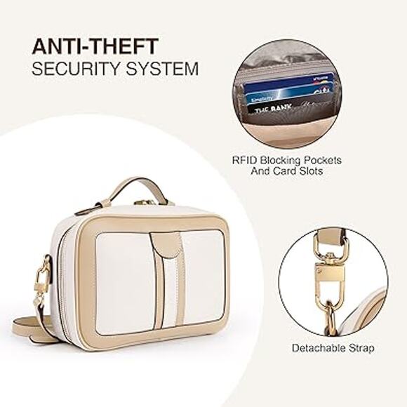 New Joryin Womens Brown Anti Theft RFID Crossbody Travel Bag Purse Case w Flaws - Picture 7 of 10